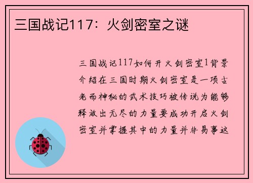 三国战记117：火剑密室之谜
